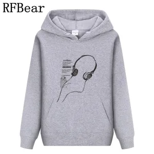 RFBear Brand 2017 men cotton Hoodies sweatshirt Solid color Print trend comfortable pullover coat  warm Clothes Autumn and Winte