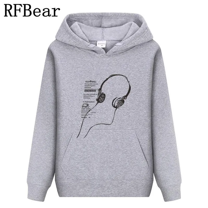 RFBear Brand 2017 men cotton Hoodies sweatshirt Solid color Print trend comfortable pullover coat  warm Clothes Autumn and Winte