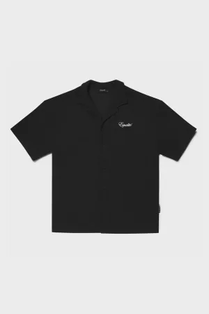 RIBBED OVERSIZED SHIRT  BLACK