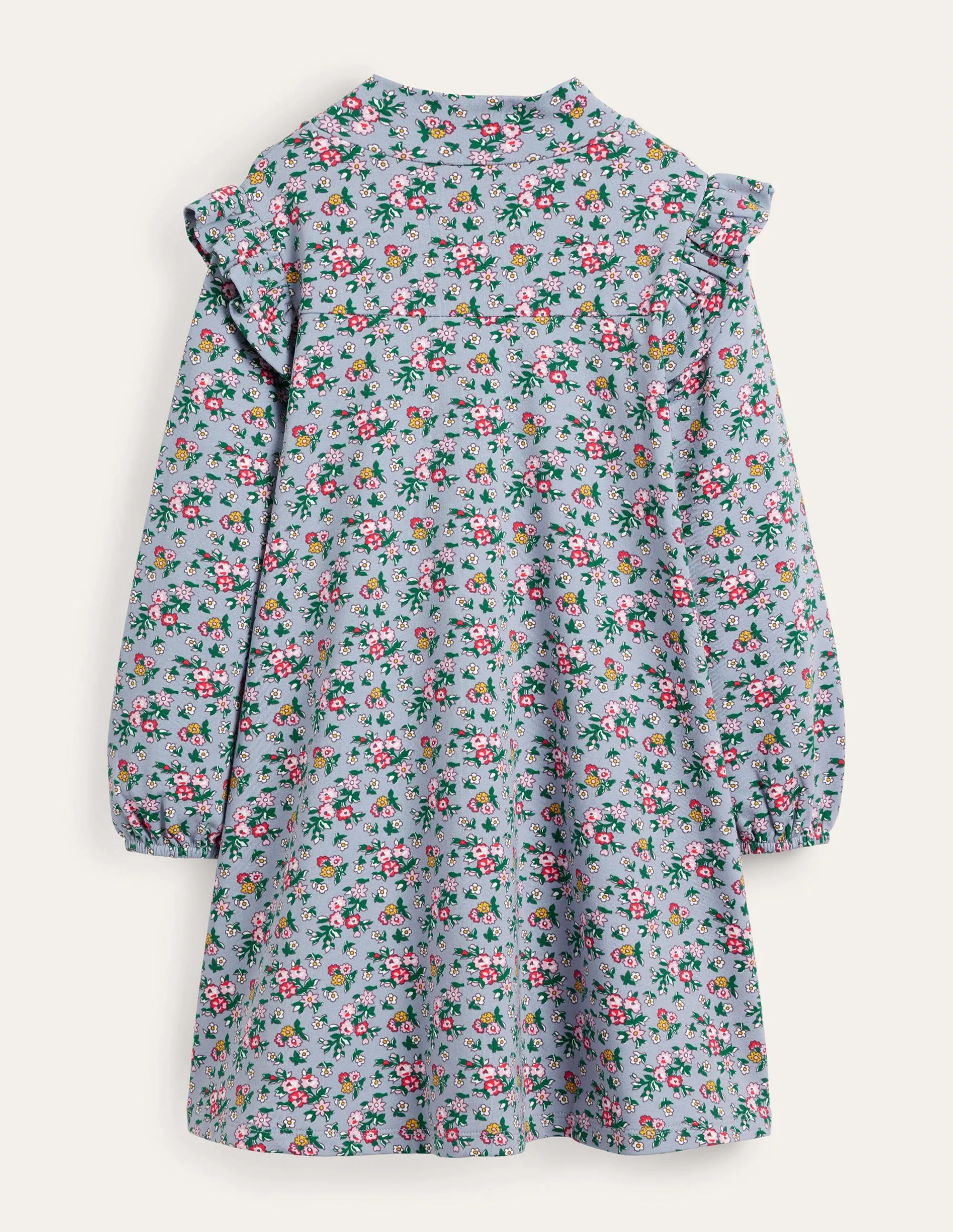 Roll Neck Midi Dress-Dusty Blue Flower Bouquet