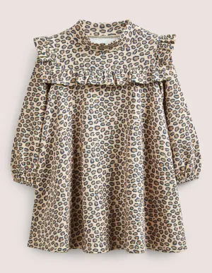 Roll Neck Midi Dress-Leopard