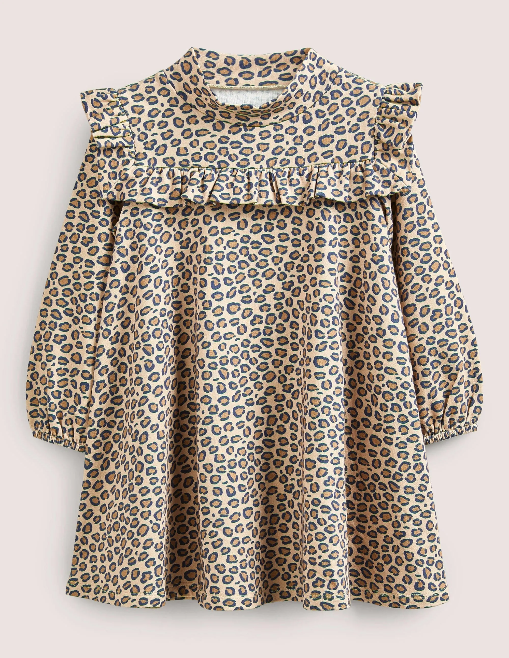 Roll Neck Midi Dress-Leopard