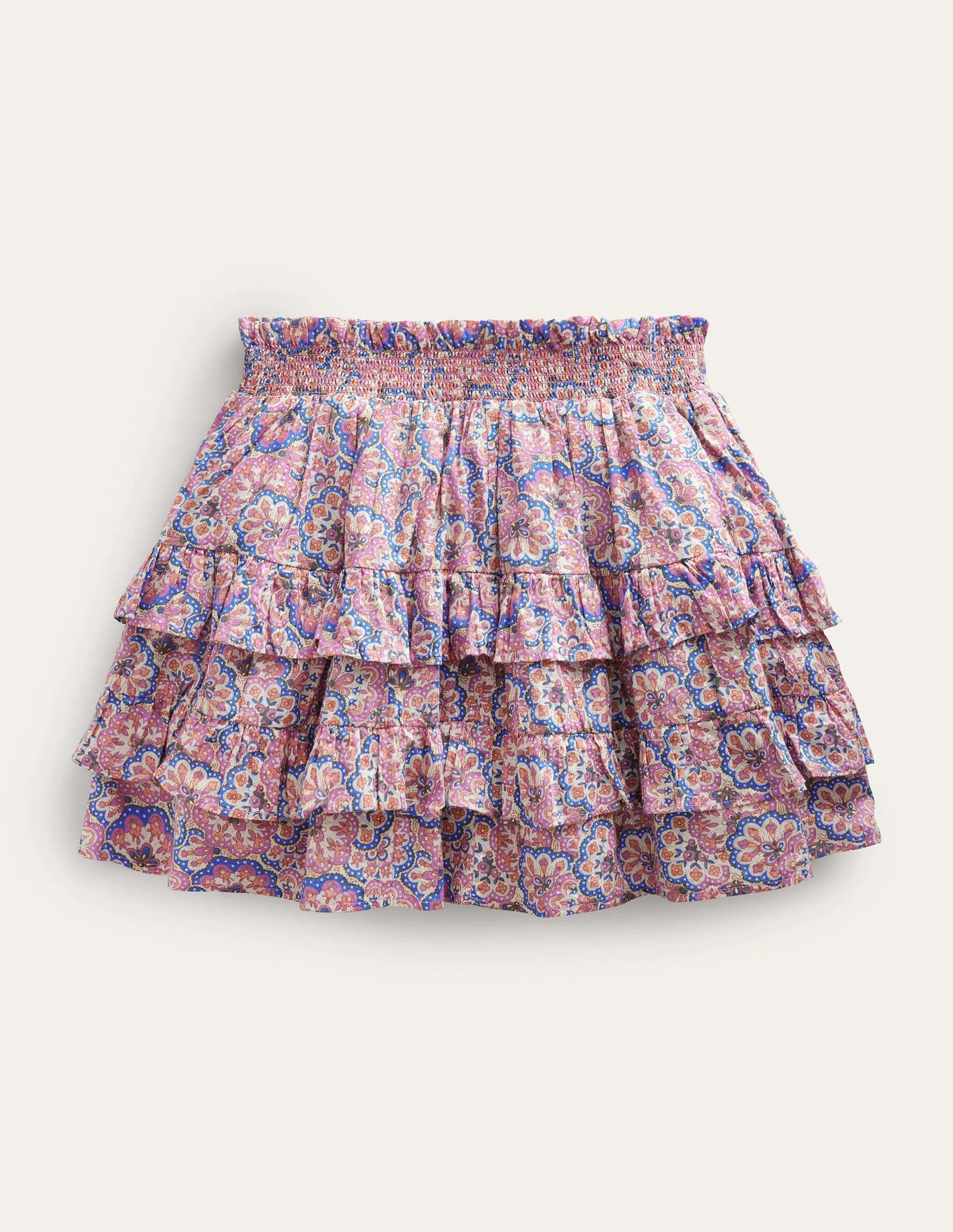 Ruffle Mini Skort-Lupin and Peach Paisley