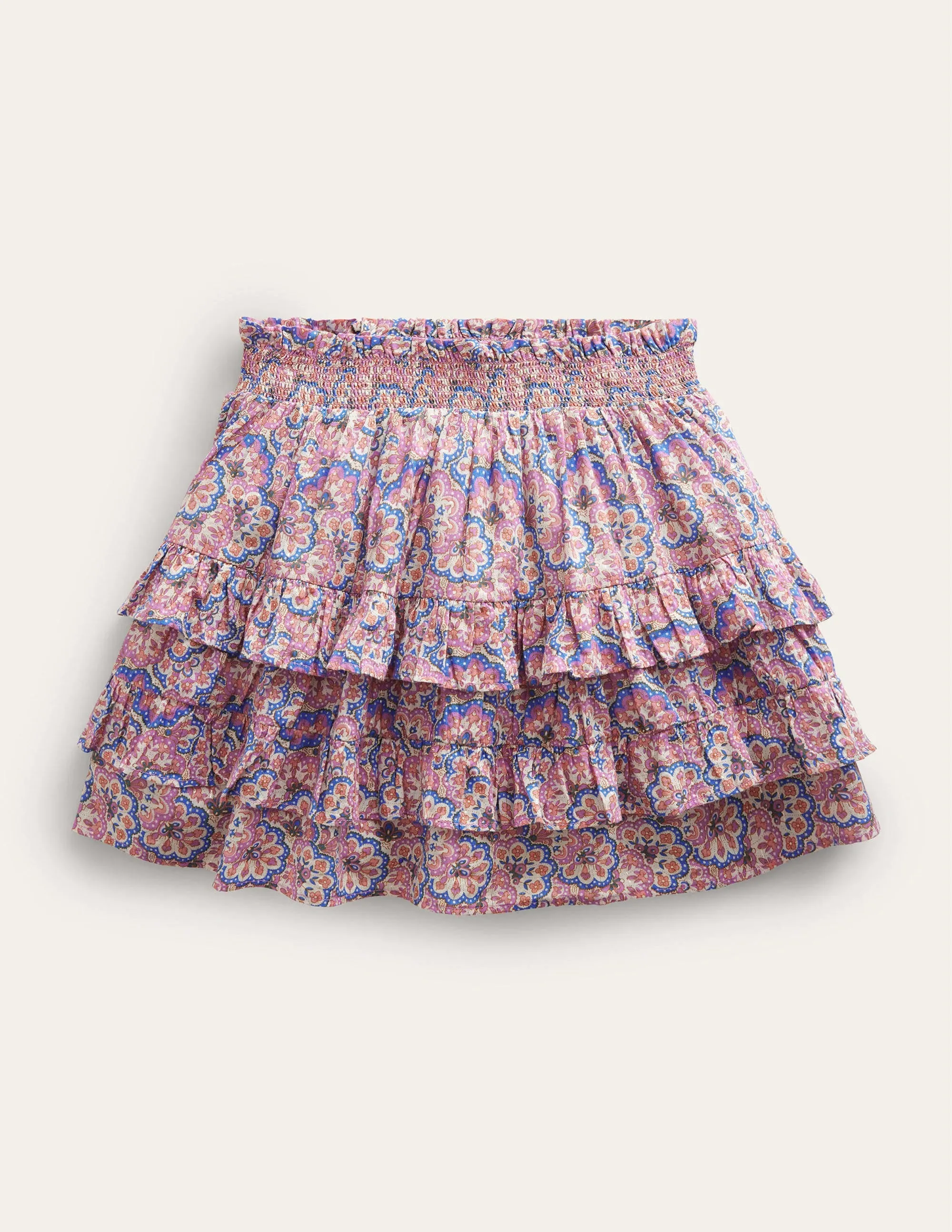Ruffle Mini Skort-Lupin and Peach Paisley