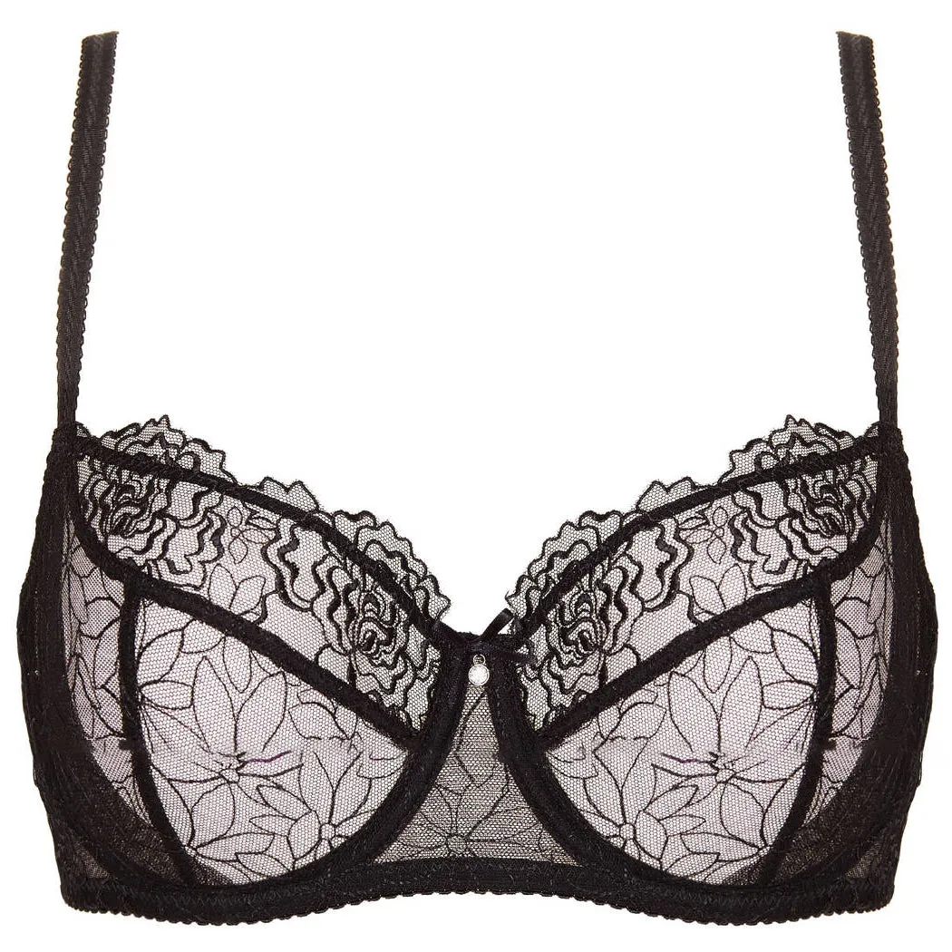 SALE - Sheer Mesh Balconette Bra Gorteks Pamela Black