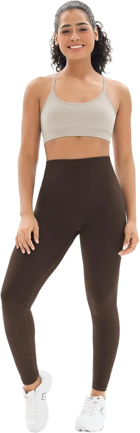 Seamless Workout Sets for Women 2 Piece Adjustable Strappy Sports Bra with High Waisted Butt Lifting Leggings Gym Sets