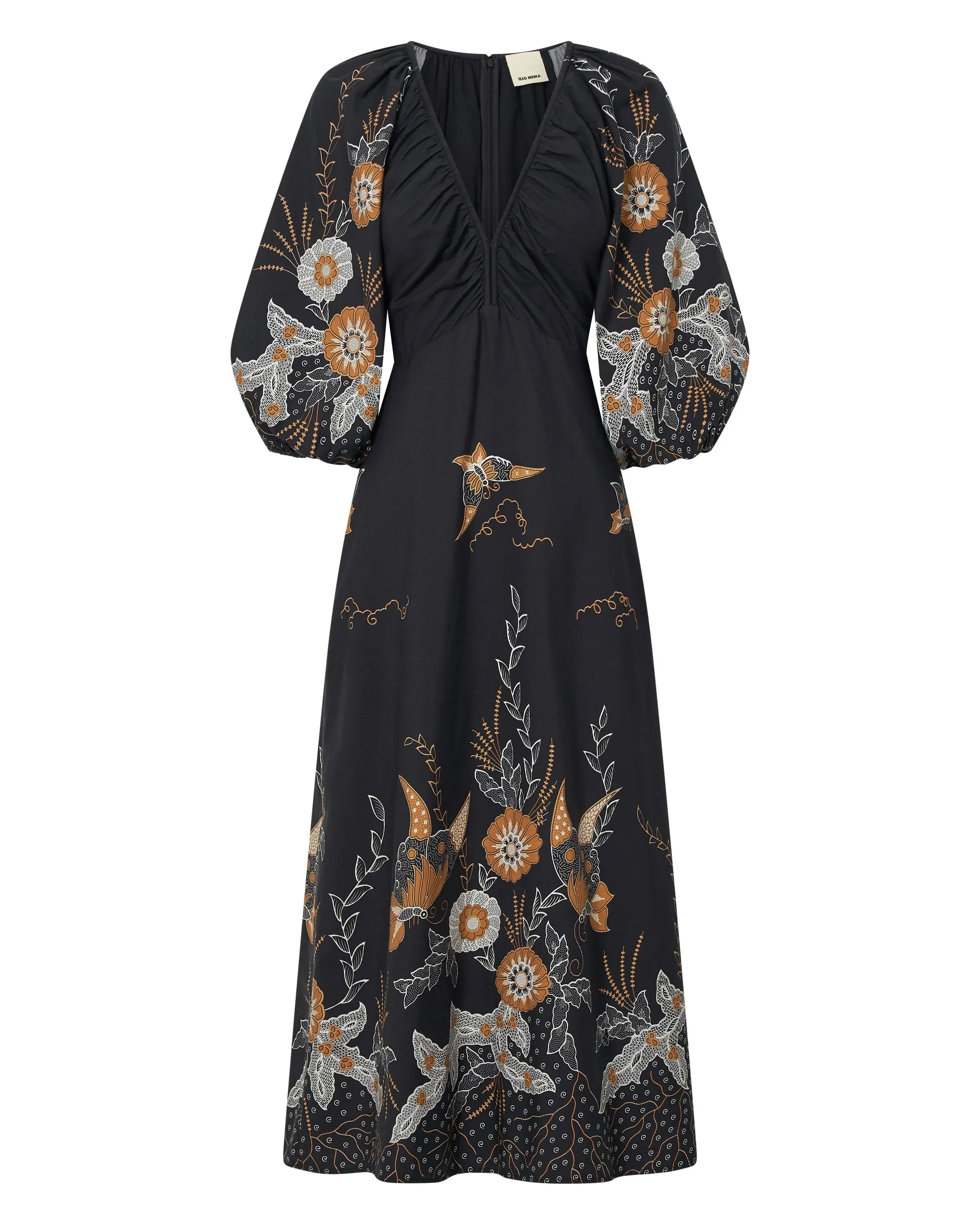 Semele Dress Navy Batik Print