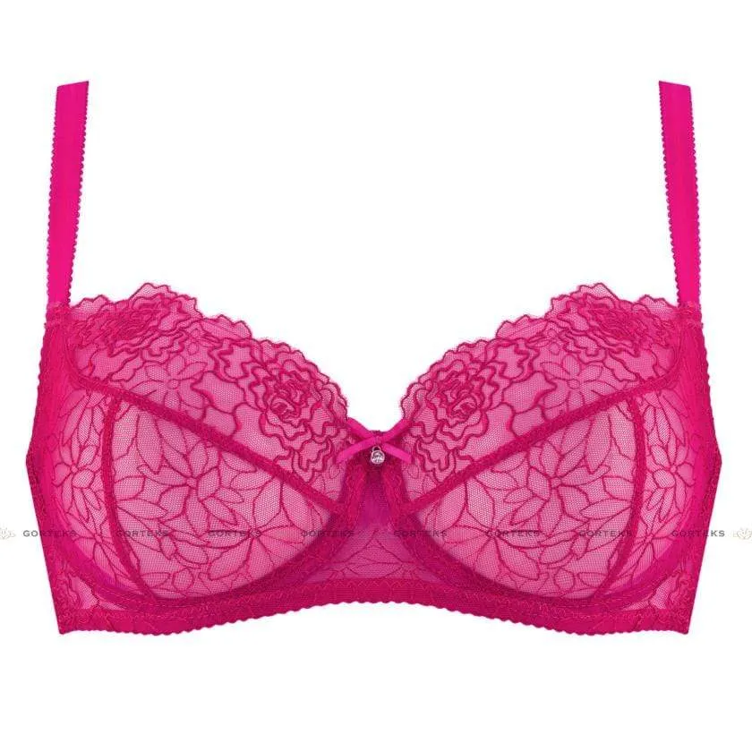 Sheer Mesh Balconette Bra Gorteks Pamela Pink