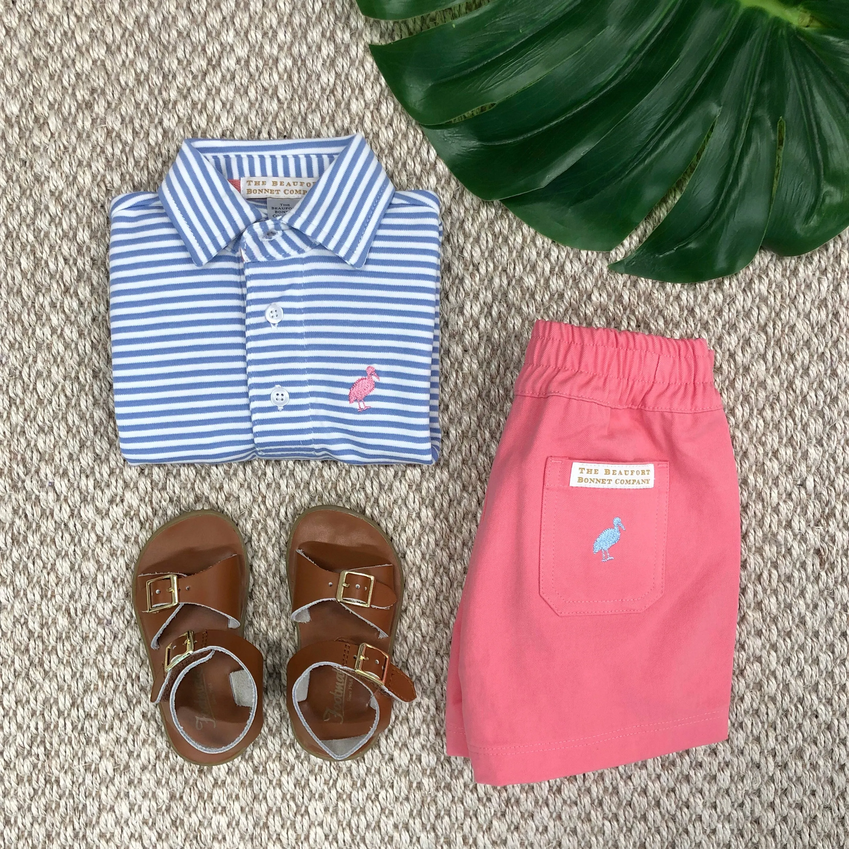 Sheffield Shorts - Parrot Cay Coral with Beale Street Blue Stork