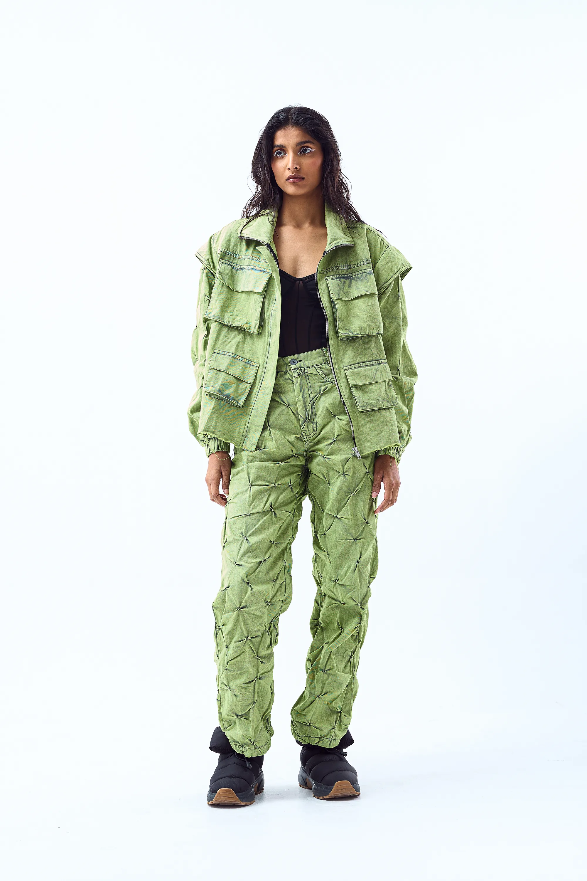 Signature Smocked Co-ord Set- Lime