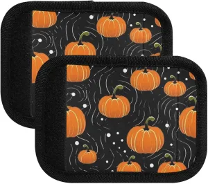 SPRIPORT Black Halloween Pumpkins 2 Pack Luggage Handle Wraps for Suitcase Identifier Luggage Makers Covers with ID Tag Luggage Bag Grip Protector Saddle for Flying Airplane Travel Shopping Bag