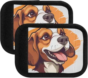 SPRIPORT Cartoon Laughing Dog 2 Pack Luggage Handle Wraps for Suitcase Identifier Luggage Makers Covers with ID Tag Luggage Bag Grip Protector Saddle for Shopping Bag Handbag Flying Airplane Travel