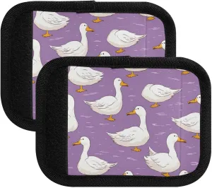 SPRIPORT Cartoon White Ducks 2 Pack Luggage Handle Wraps for Suitcase Identifier Luggage Makers Covers with ID Tag Luggage Bag Grip Protector Saddle for Shopping Bag Handbag Flying Airplane Travel