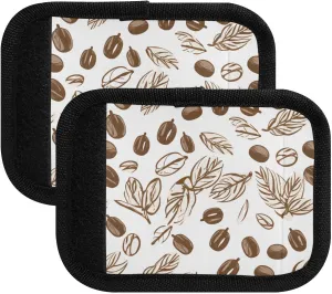 SPRIPORT Coffee Beans Leaves 2 Pack Luggage Handle Wraps for Suitcase Identifier Luggage Makers Covers with ID Tag Luggage Bag Grip Protector Saddle for Travel Flying Airplane Handbag Shopping Bag