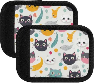 SPRIPORT Cute Cat Fish 2 Pack Luggage Handle Wraps for Suitcase Identifier Luggage Makers Covers with ID Tag Luggage Bag Grip Protector Saddle for Flying Airplane Travel Handbag Wallet Shopping Bag