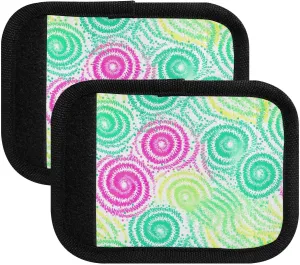 SPRIPORT Green Tie Dye 2 Pack Luggage Handle Wraps for Suitcase Identifier Luggage Makers Covers with ID Tag Luggage Bag Grip Protector Saddle for Flying Airplane Travel Shopping Bag Handbag Wallet