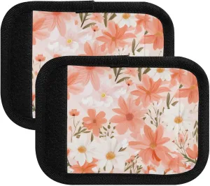 SPRIPORT Pink White Daisies 2 Pack Luggage Handle Wraps for Suitcase Identifier Luggage Makers Covers with ID Tag Luggage Bag Grip Protector Saddle for Shopping Bag Handbag Flying Airplane Travel