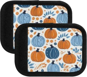 SPRIPORT Pumpkin Leaves Watercolor 2 Pack Luggage Handle Wraps for Suitcase Identifier Luggage Makers Covers with ID Tag Luggage Bag Grip Protector Saddle for Travel Flying Airplane Shopping Bag