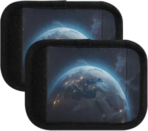 SPRIPORT Satellite Earth 2 Pack Luggage Handle Wraps for Suitcase Identifier Luggage Makers Covers with ID Tag Luggage Bag Grip Protector Saddle for Travel Flying Airplane Handbag Wallet Shopping Bag