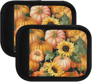 SPRIPORT Sunflowers Pumpkins 2 Pack Luggage Handle Wraps for Suitcase Identifier Luggage Makers Covers with ID Tag Luggage Bag Grip Protector Saddle for Travel Flying Airplane Handbag Shopping Bag