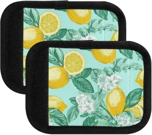 SPRIPORT Watercolor Lemons Leaves 2 Pack Luggage Handle Wraps for Suitcase Identifier Luggage Makers Covers with ID Tag Luggage Bag Grip Protector Saddle for Flying Airplane Travel Shopping Bag