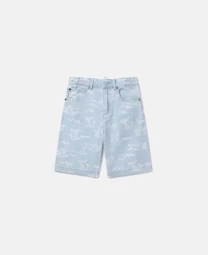 Stella McCartney Boys Graphic Shark Light Denim Shorts