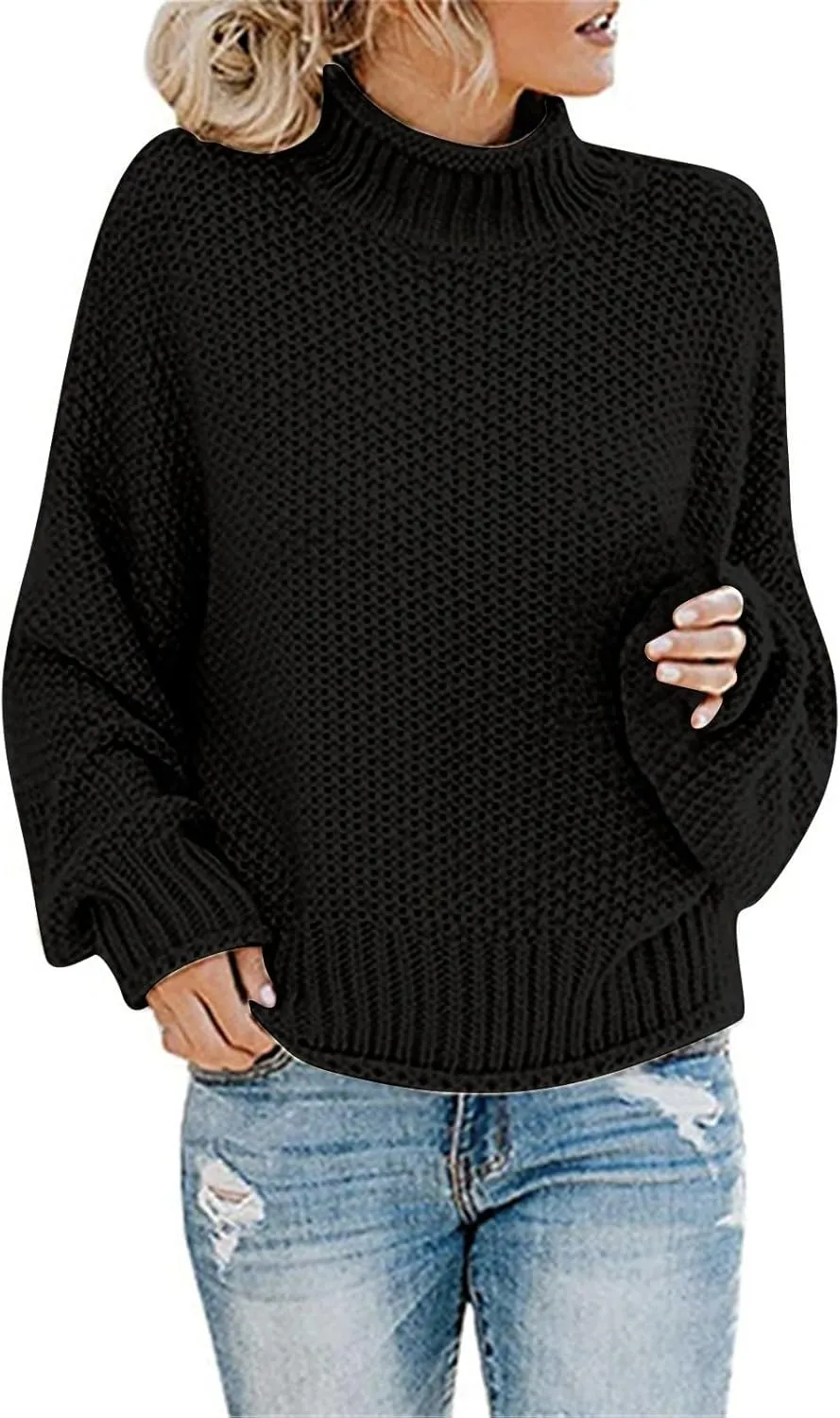 Sweaters for Women 2024 Trendy Plus Size Cable Knit Turtleneck Sweater Casual Fall Winter Long Sleeve Pullover Tops