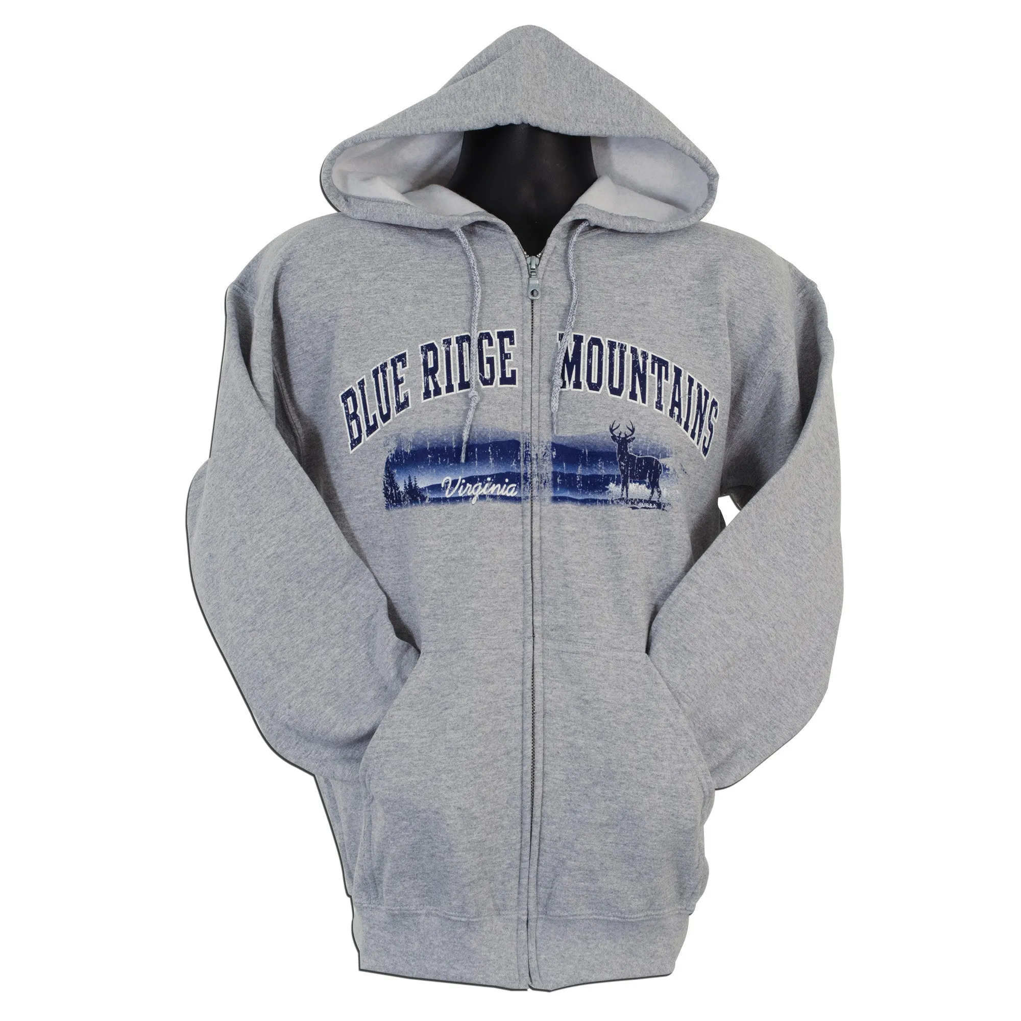 SWVA01G Zipped Hooded Sweatshirt - Virginia Blue Ridge Mountains SPORT GREY