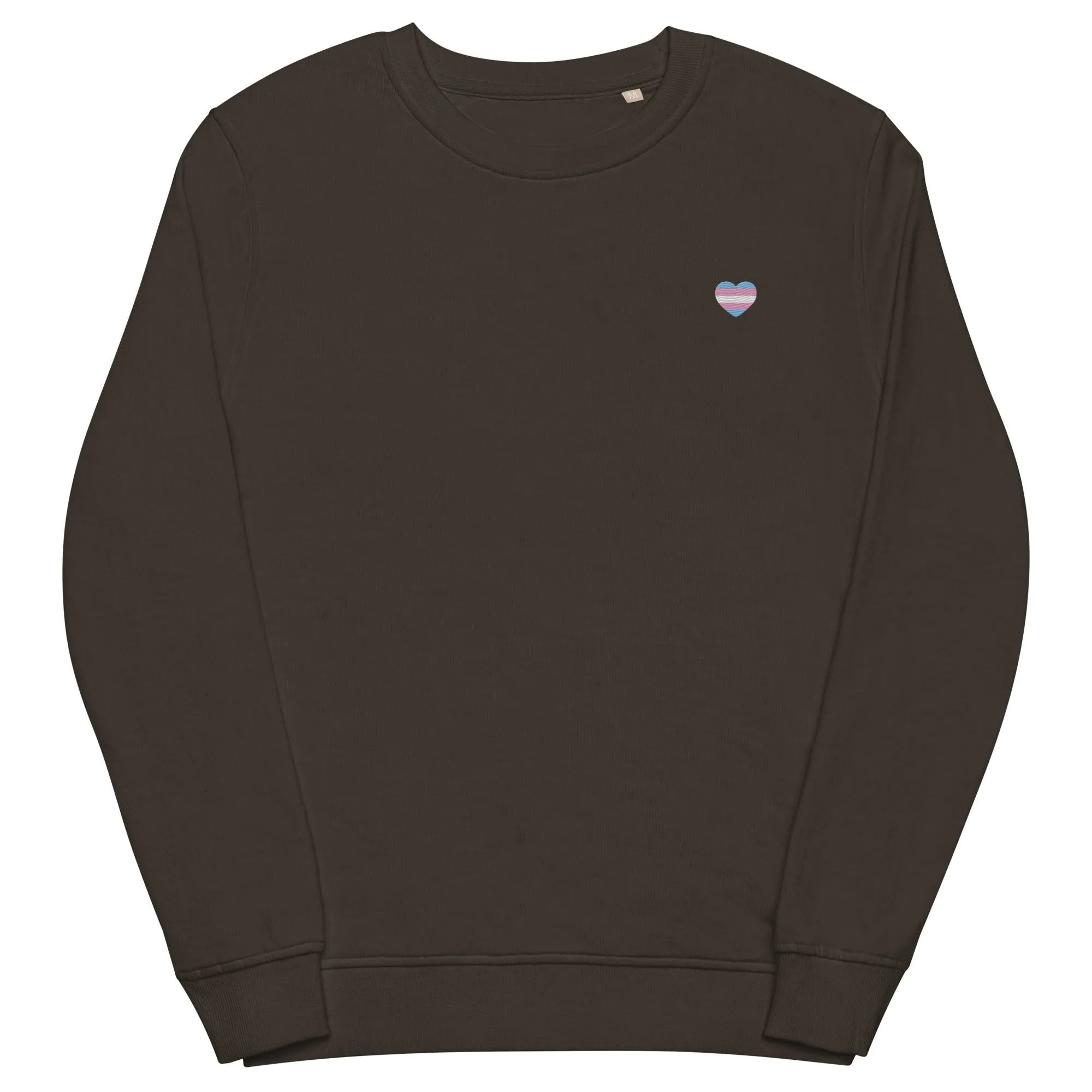 Trans Pride Heart Embroidered Organic Sweatshirt