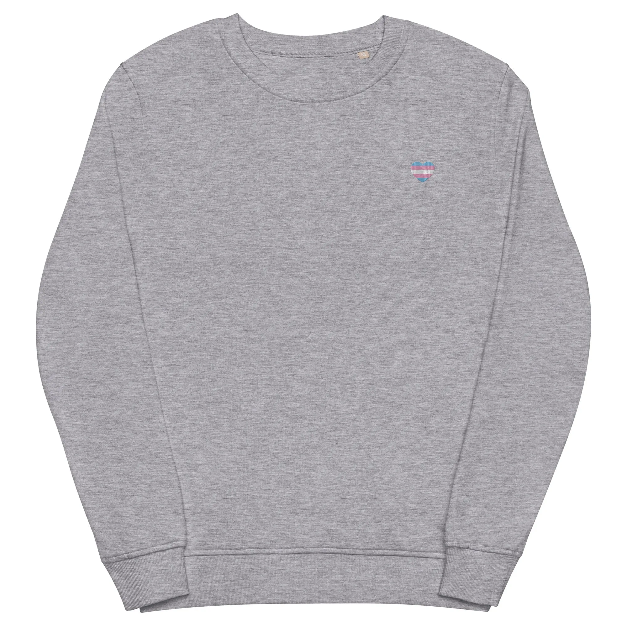 Trans Pride Heart Embroidered Organic Sweatshirt