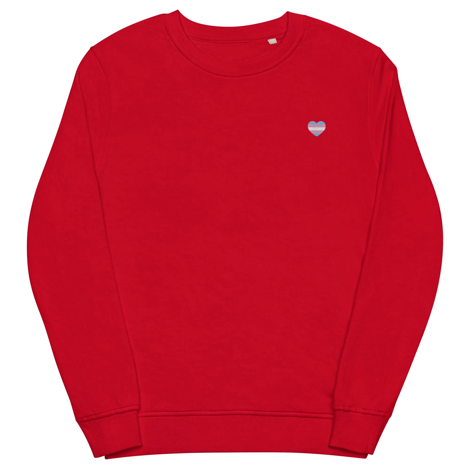 Trans Pride Heart Embroidered Organic Sweatshirt
