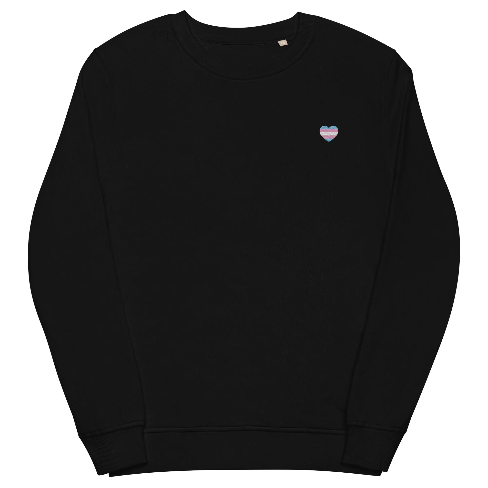 Trans Pride Heart Embroidered Organic Sweatshirt