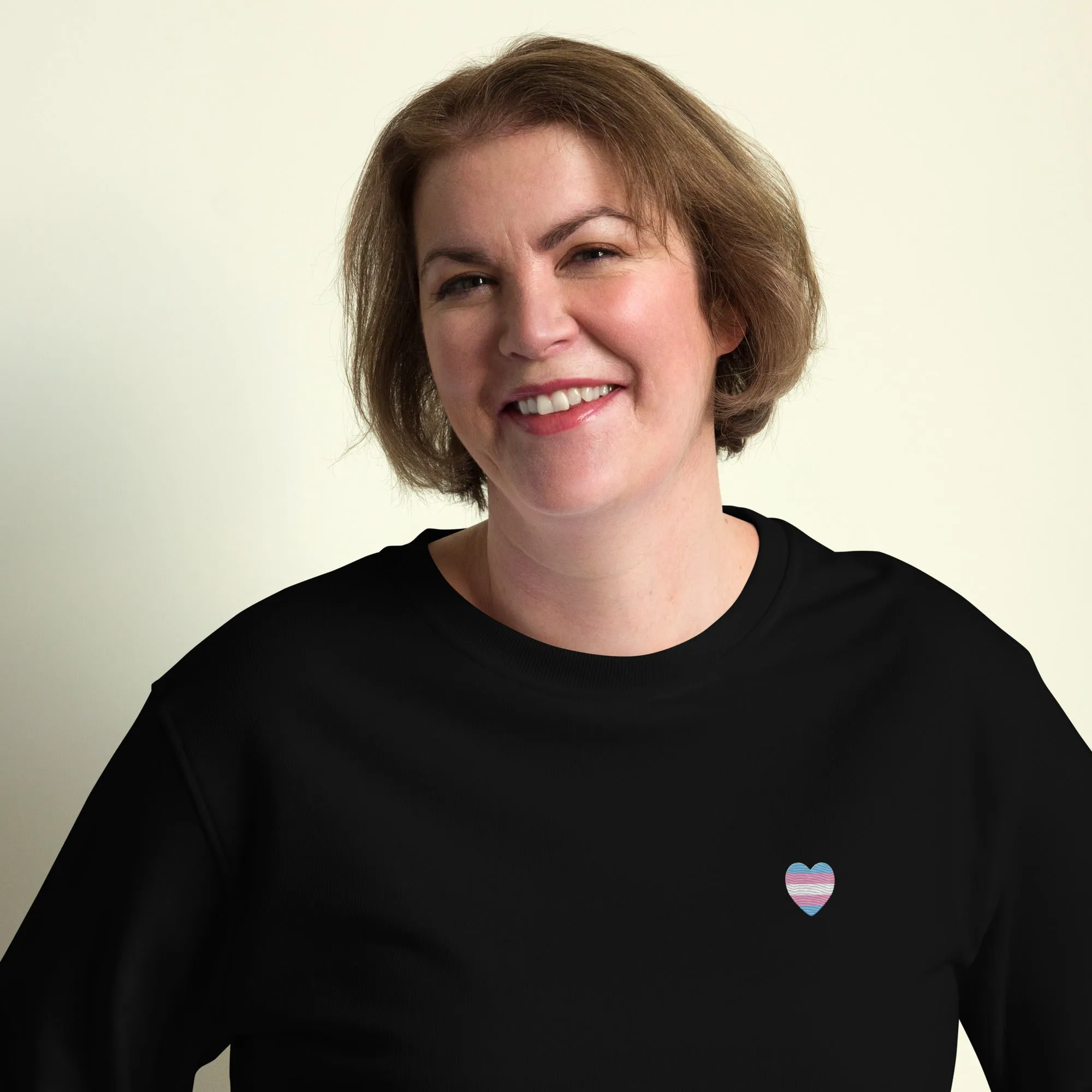 Trans Pride Heart Embroidered Organic Sweatshirt