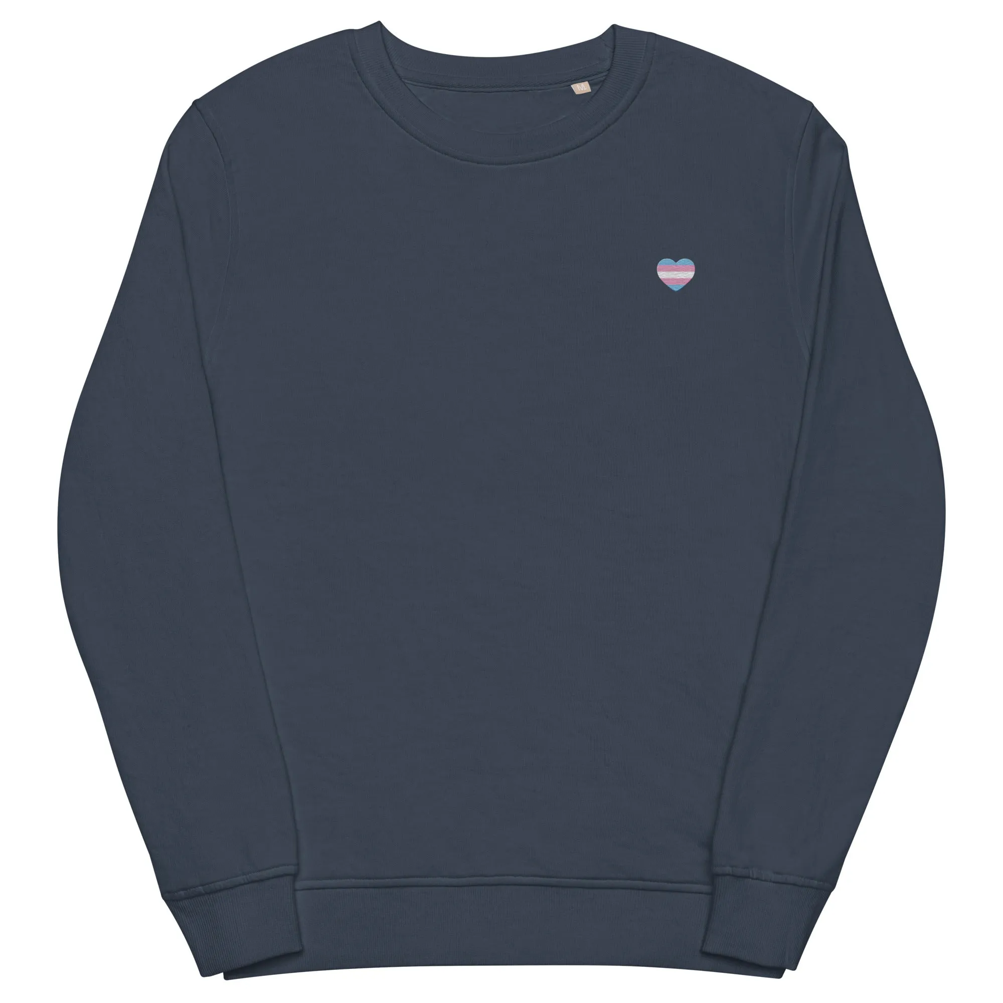 Trans Pride Heart Embroidered Organic Sweatshirt