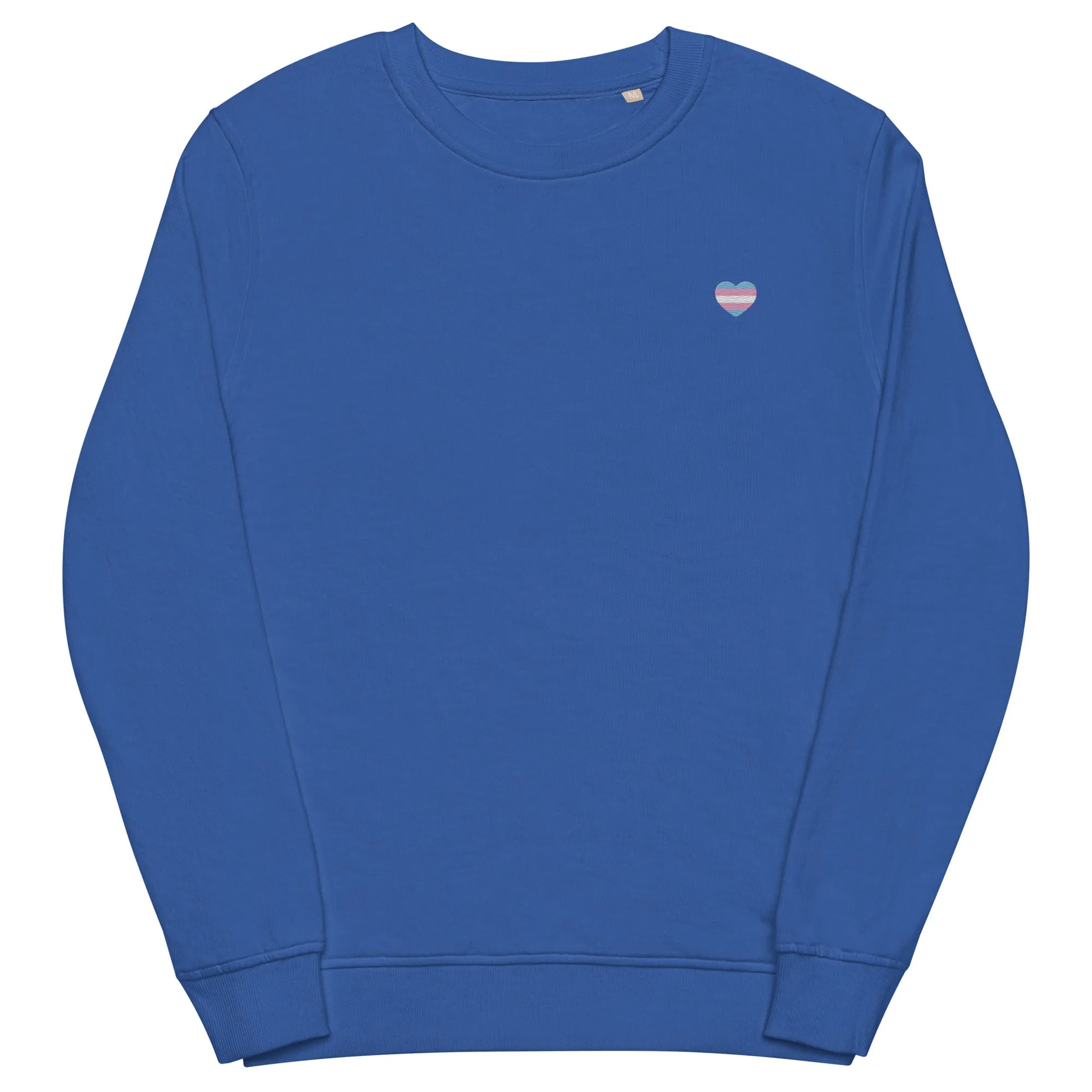Trans Pride Heart Embroidered Organic Sweatshirt