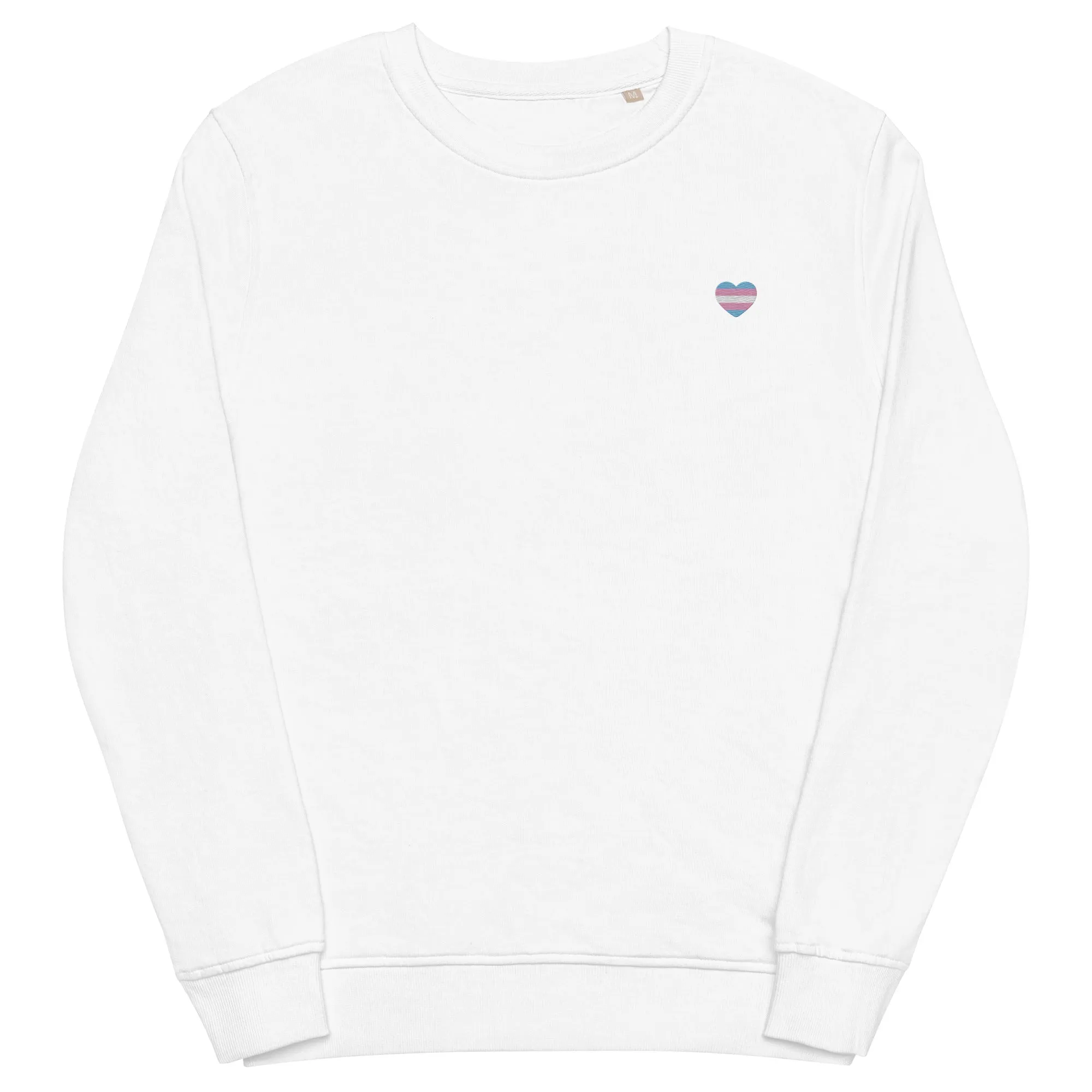 Trans Pride Heart Embroidered Organic Sweatshirt
