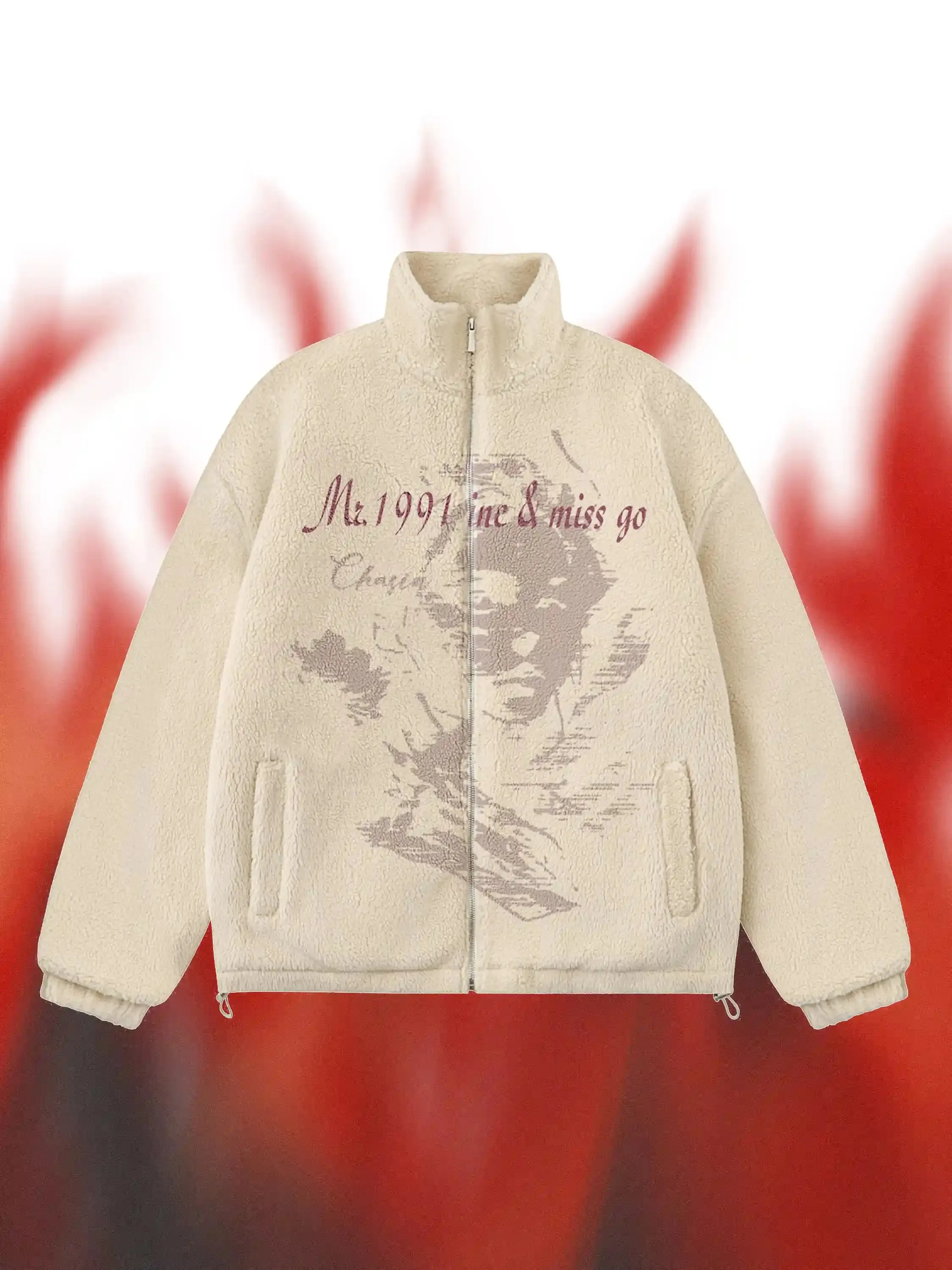 Vintage Character Print Sherpa Coat