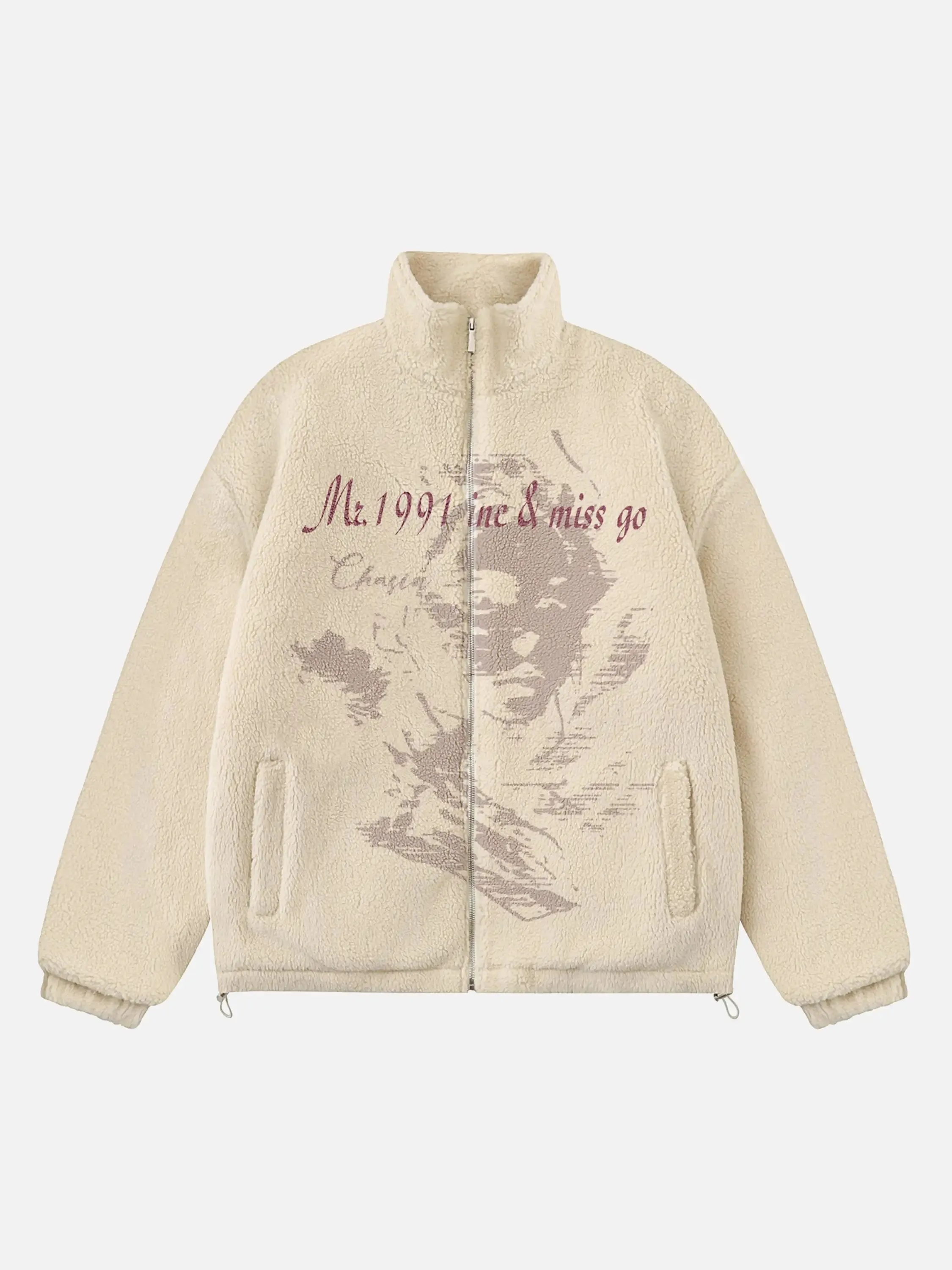 Vintage Character Print Sherpa Coat