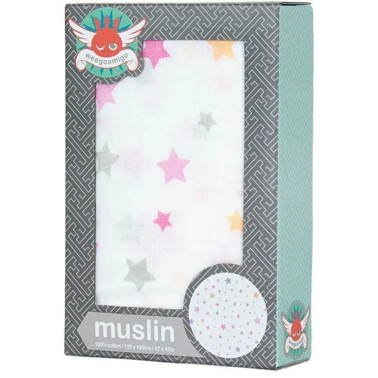 Weegoamigo Muslin Swaddle Wraps - Twinkle Pink