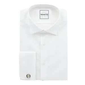 White Egyptian Cotton Non Iron Tuxedo Shirt, Wing Tip Collar and French Cuffs