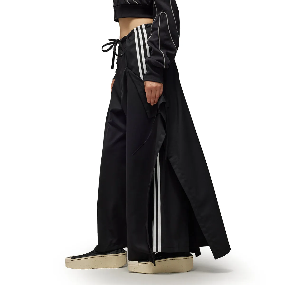 Wmns Refined Woven Wide Leg Tracksuit Bottoms 'Black'