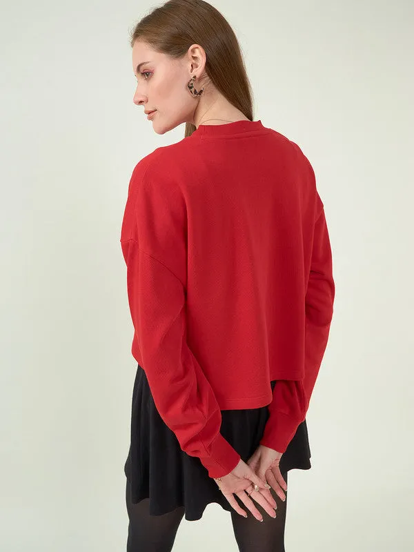 Women Red Odor-Free Sweatshirt