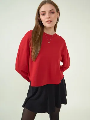 Women Red Odor-Free Sweatshirt