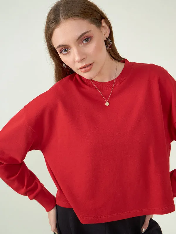 Women Red Odor-Free Sweatshirt