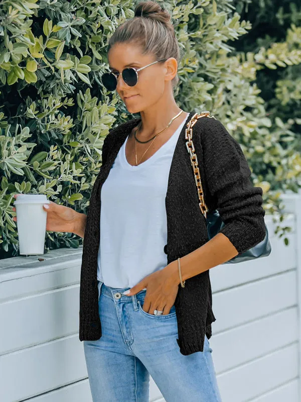 Women's fashion V-neck knitted cardigan