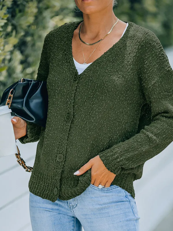 Women's fashion V-neck knitted cardigan