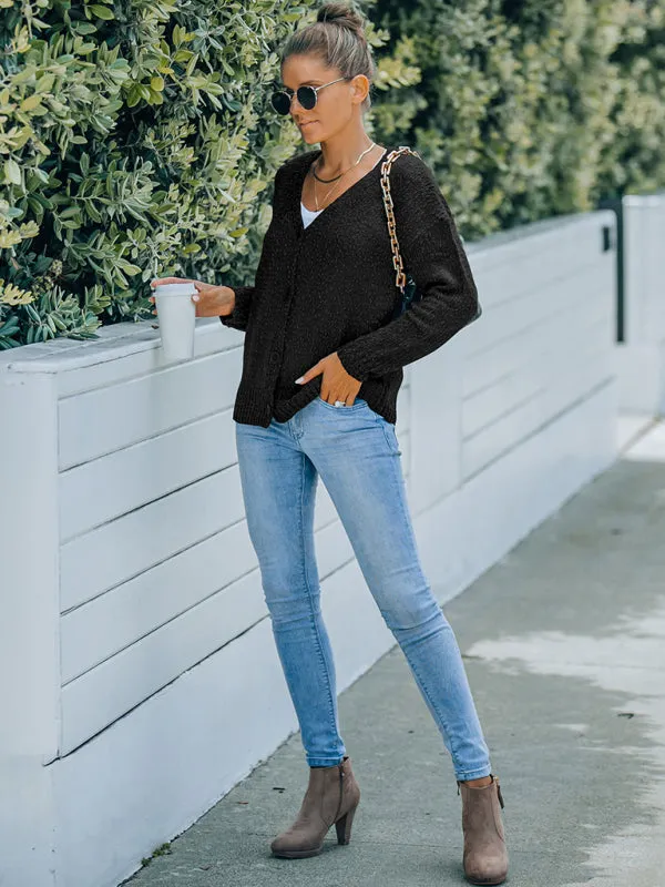 Women's fashion V-neck knitted cardigan