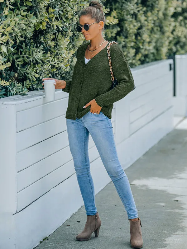 Women's fashion V-neck knitted cardigan
