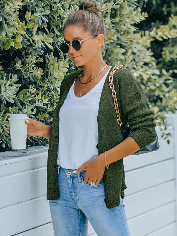 Women's fashion V-neck knitted cardigan