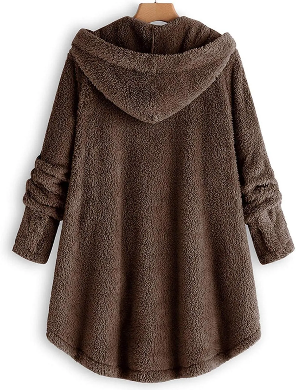 Womens Fleece Jackets Winter Hooded Coats 2024 Trendy Oversized Button Down Cardigan Sweater Warm Sweatshirt with Pocket